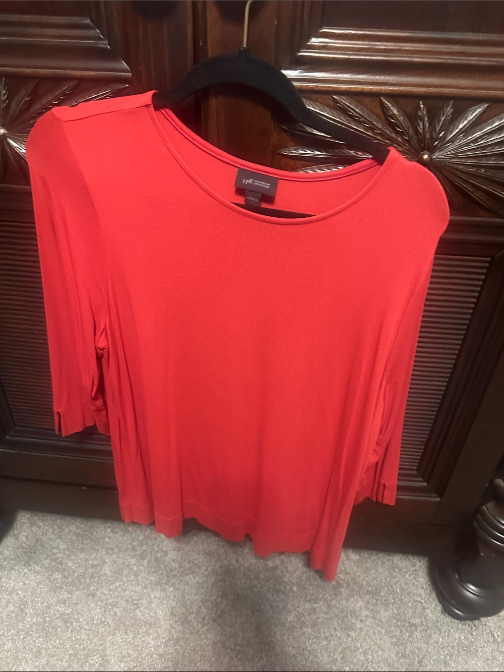 J. Jill Bright Red Scoop Neck Long Sleeve Top